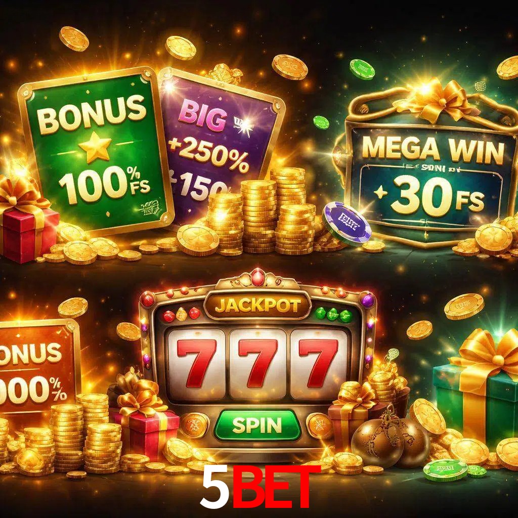Tipos de bonos 5BET incluyendo recompensas de bienvenida y promociones continuas
